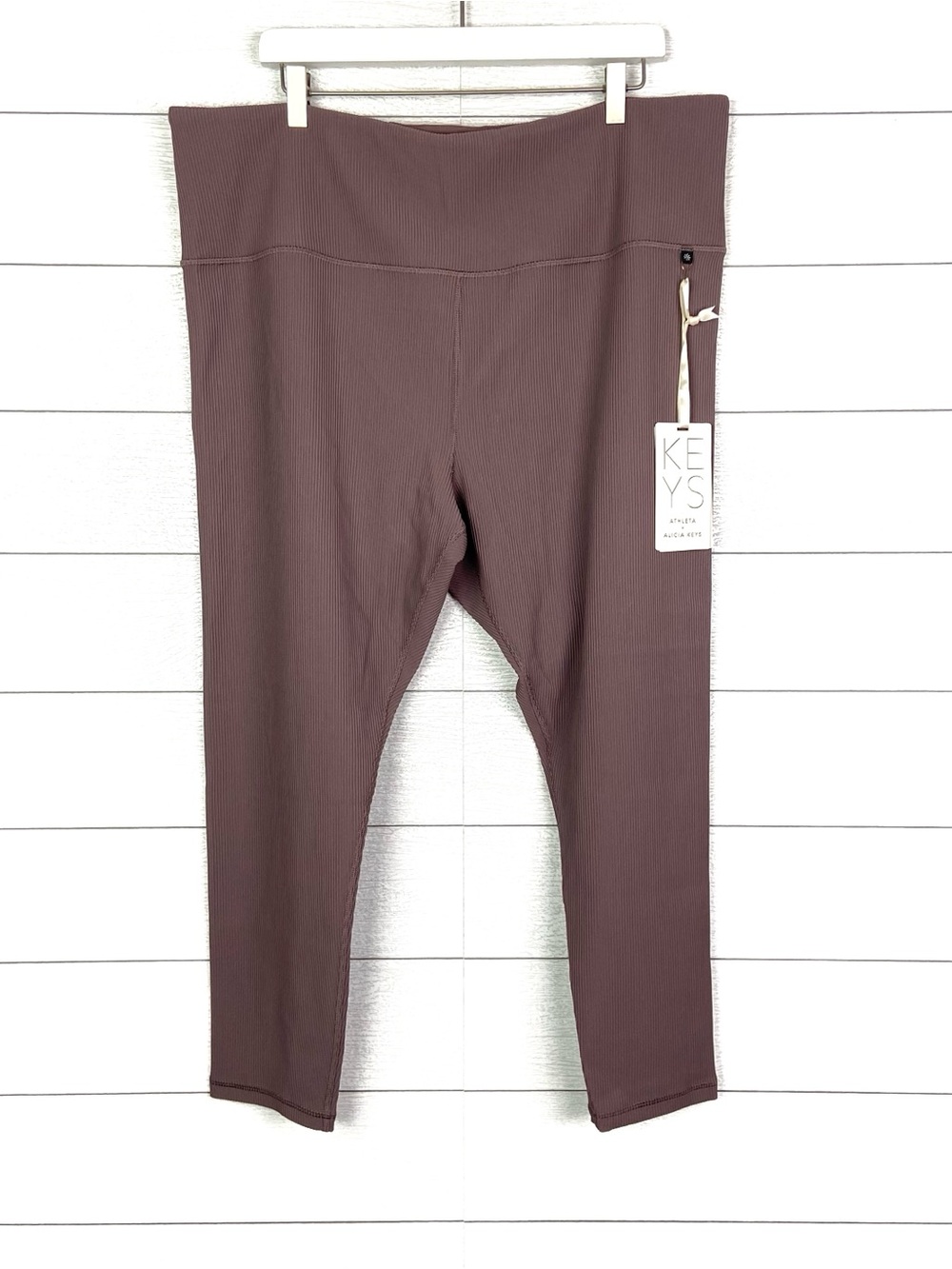 NWT ATHLETA Alicia Keys Elation Tight Rib Legging Taupe Brown 3X Plus Active New